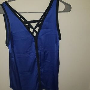 Nicole Blue Cut Out Fitted Tank Top